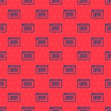 Blue line Data analysis icon isolated seamless pattern on red background Stock Illustration