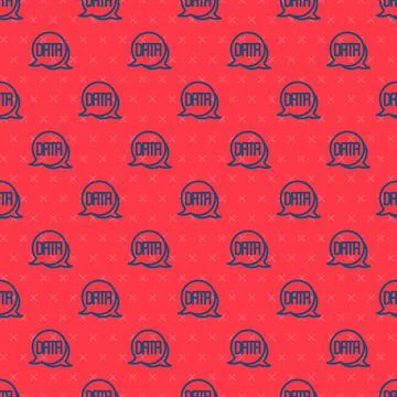 Blue line Data analysis icon isolated seamless pattern on red background Illustrazione stock