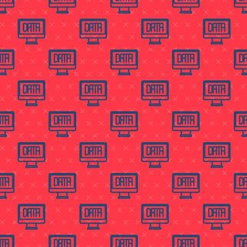Blue line Data analysis icon isolated seamless pattern on red background Stock Illustration
