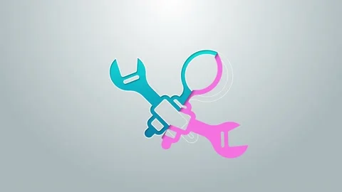 Blue line Debugging icon isolated on grey background. Debugging tool. Magnifying Stock Footage 155481277