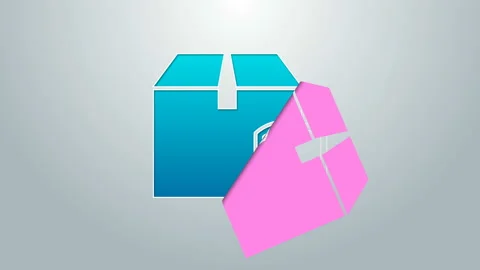 Blue line Delivery pack security symbol with shield icon isolated on grey Stock Footage 145100310