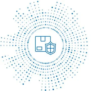 Blue line Delivery security with shield icon isolated on white background Stock Illustration