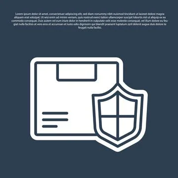 Blue line Delivery security with shield icon isolated on blue background 스톡 일러스트