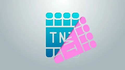Blue line Detonate dynamite bomb stick and timer clock icon isolated on grey Stock Footage 145298041
