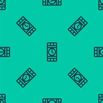Blue line Detonate dynamite bomb stick and timer clock icon isolated seamless イラスト素材