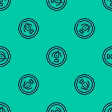 Blue line Digital speed meter concept icon isolated seamless pattern on green Stock Illustration
