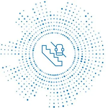 Blue line Disabled access elevator lift escalator icon isolated on white 스톡 일러스트