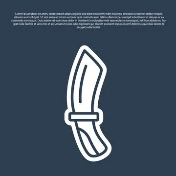 Blue line Diving knife icon isolated on blue background.  Vector Stock Illustration