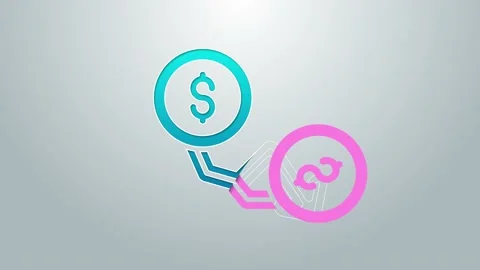Blue line Dollar rate decrease icon isolated on grey background. Cost reduction Stock Footage 155479830