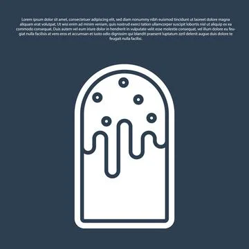 Blue line Easter cake icon isolated on blue background. Happy Easter. Vector Stock Illustration