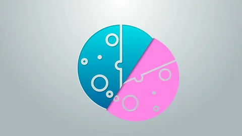 Blue line Eclipse of the sun icon isolated on grey background. Total sonar Stock Footage 145108668