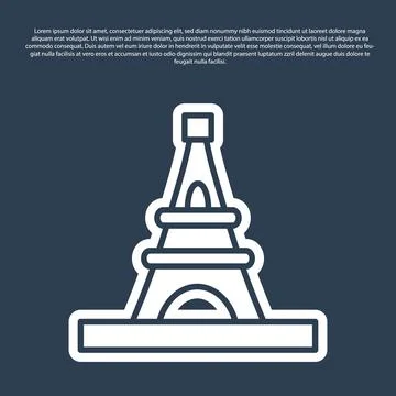 Blue line Eiffel tower icon isolated on blue background. France Paris landmark Stock Illustration