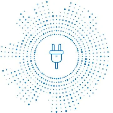 Blue line Electric plug icon isolated on white background. Concept of conne.. Illustrazione stock