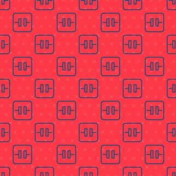 Blue line Electrolytic capacitor icon isolated seamless pattern on red back.. Stock Illustration