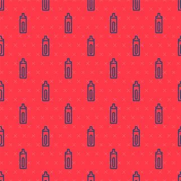 Blue line Electronic cigarette icon isolated seamless pattern on red background Stock Illustration