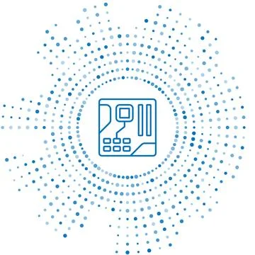 Blue line Electronic computer components motherboard digital chip integrated 스톡 일러스트