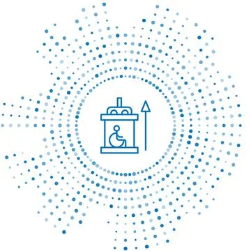 Blue line Elevator for disabled icon isolated on white background. Abstract Stock Illustration