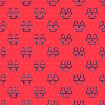 Blue line Exchange work icon isolated seamless pattern on red background イラスト素材