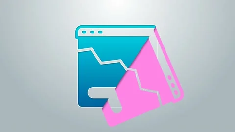 Blue line Financial growth decrease icon isolated on grey background. Increasing Stock Footage 159344446