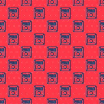 Blue line Fire alarm system icon isolated seamless pattern on red background 스톡 일러스트