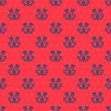 Blue line Fire hydrant icon isolated seamless pattern on red background. Vector Stock Illustration