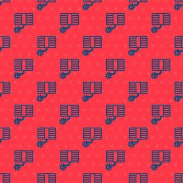 Blue line Firework icon isolated seamless pattern on red background. Concept of 库存插图