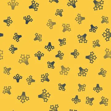 Blue line Firework icon isolated seamless pattern on yellow background. Conce Illustrazione stock