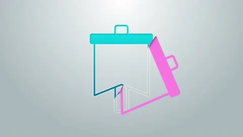 Blue line Flag icon isolated on grey background. Victory, winning and conquer Stock Footage 155140822
