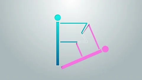 Blue line Flag icon isolated on grey background. Victory, winning and conquer Stock Footage 155141092