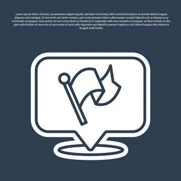 Blue line Flag icon isolated on blue background. Victory, winning and conquer Stock Illustration