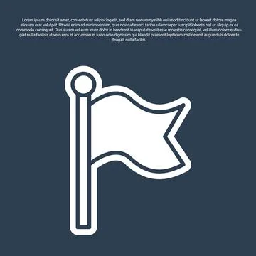 Blue line Flag icon isolated on blue background. Victory, winning and conquer Stock Illustration