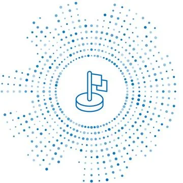 Blue line Flag icon isolated on white background. Victory, winning and conquer Stock Illustration