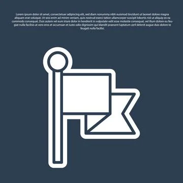 Blue line Flag icon isolated on blue background. Victory, winning and conquer Stock Illustration