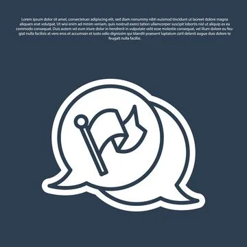Blue line Flag icon isolated on blue background. Victory, winning and conqu.. Stock Illustration