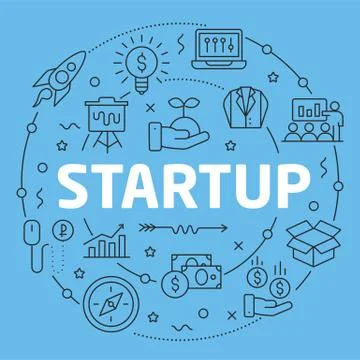 Blue Line Flat Circle illustration Startup Stock Illustration