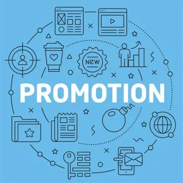 Blue Line Flat Circle illustration promotion Stock Illustration