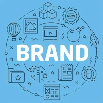 Blue Line Flat Circle illustration brand Stock Illustration