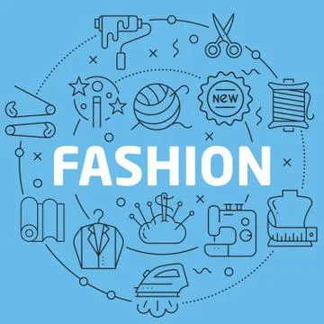 Blue Line Flat Circle illustration fashion Stock Illustration