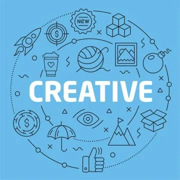 Blue Line Flat Circle illustration creative Stock Illustration