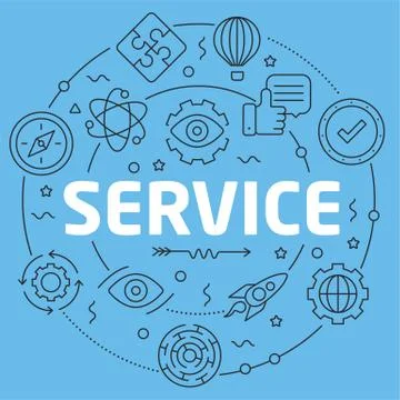 Blue Line Flat Circle illustration service Stock Illustration