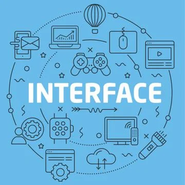 Blue Line Flat Circle illustration interface Stock Illustration