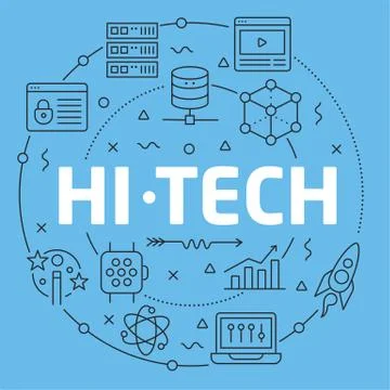 Blue Line Flat Circle illustration hitech Stock Illustration