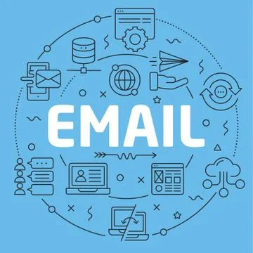 Blue Line Flat Circle illustration email Stock Illustration