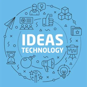 Blue Line Flat Circle illustration ideas technology Illustrazione stock