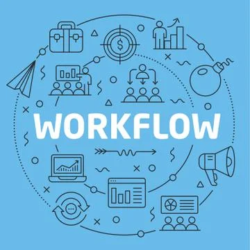 Blue Line Flat Circle illustration workflow Stock Illustration