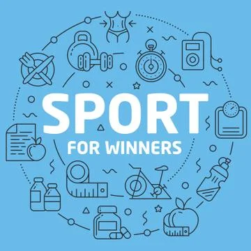 Blue Line Flat Circle illustration sport for winners Stock Illustration