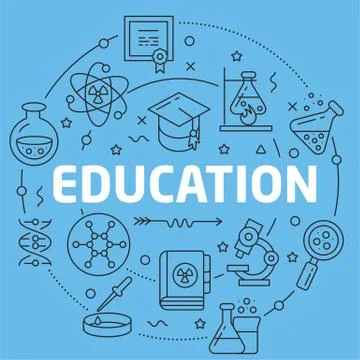 Blue Line Flat Circle illustration education Stock Illustration