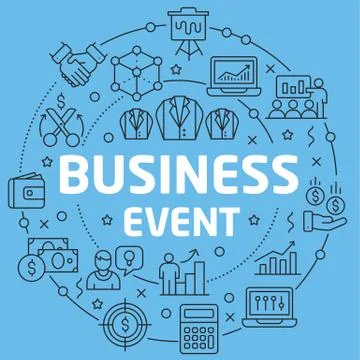 Blue Line Flat Circle illustration business event Stock Illustration