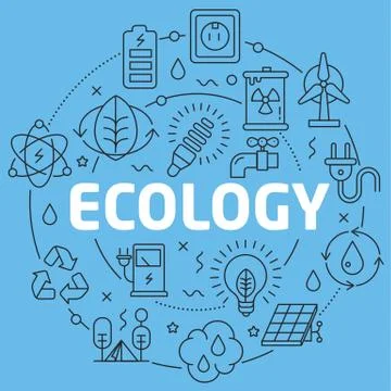 Blue Line Flat Circle illustration ecology Stock Illustration