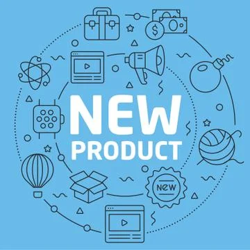 Blue Line Flat Circle illustration new product Stock Illustration